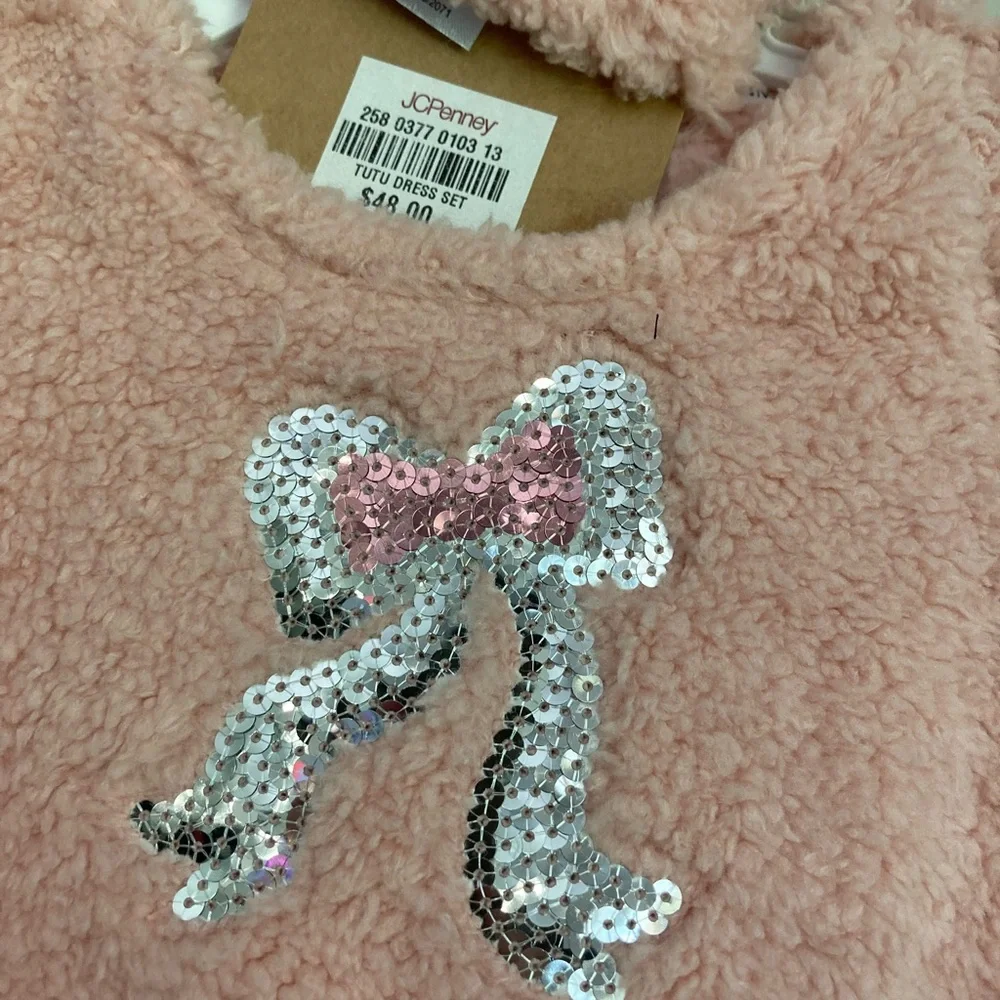 Young Hearts pink and gray tutu dress with diaper cover and headband 18 mths NWT